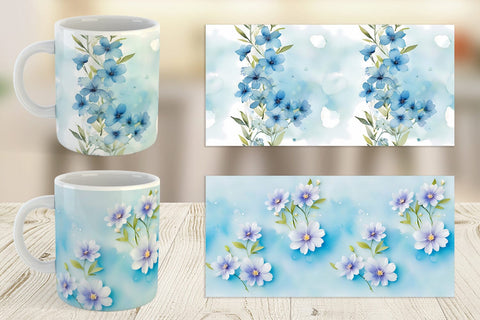 Mug Wrap Flower Pattern Watercolor Sublimation artnoy 