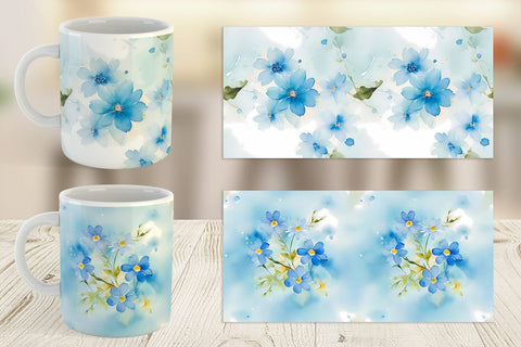 Mug Wrap Flower Pattern Watercolor Sublimation artnoy 