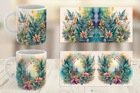Mug Wrap Flower Plant Watercolor Sublimation artnoy 