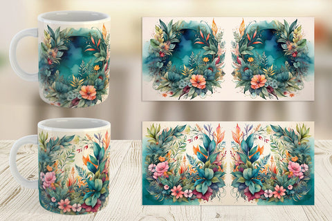Mug Wrap Flower Plant Watercolor Sublimation artnoy 