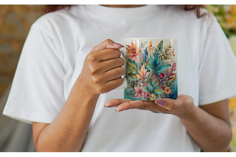 Mug Wrap Flower Plant Watercolor Sublimation artnoy 