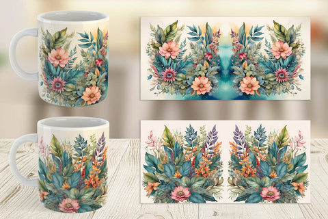 Mug Wrap Flower Plant Watercolor Sublimation artnoy 