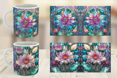 Mug Wrap Flower Stained Glass Sublimation artnoy 