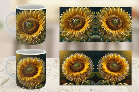 Mug Wrap Flower Sunflower Glitter Sublimation artnoy 