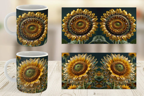 Mug Wrap Flower Sunflower Glitter Sublimation artnoy 