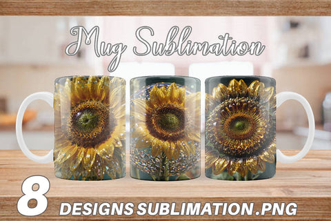 Mug Wrap Flower Sunflower Glitter Sublimation artnoy 