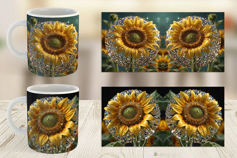 Mug Wrap Flower Sunflower Glitter Sublimation artnoy 