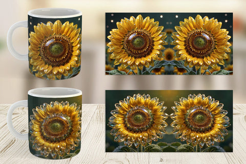 Mug Wrap Flower Sunflower Glitter Sublimation artnoy 