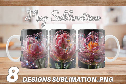 Mug Wrap Flower Tulips Glitter Sublimation artnoy 