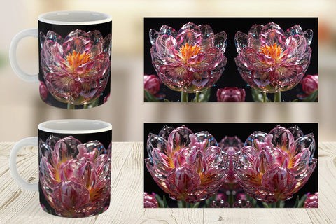 Mug Wrap Flower Tulips Glitter Sublimation artnoy 