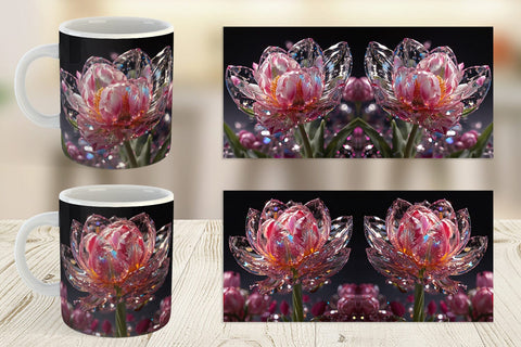 Mug Wrap Flower Tulips Glitter Sublimation artnoy 