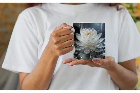 Mug Wrap Flower White Lotus Glitter Sublimation artnoy 