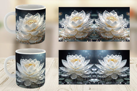 Mug Wrap Flower White Lotus Glitter Sublimation artnoy 