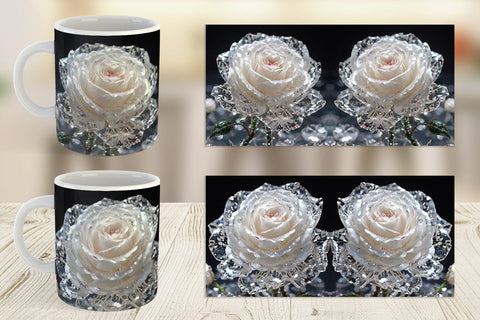 Mug Wrap Flower White Rose Glitter Sublimation artnoy 