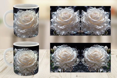 Mug Wrap Flower White Rose Glitter Sublimation artnoy 