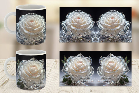 Mug Wrap Flower White Rose Glitter Sublimation artnoy 