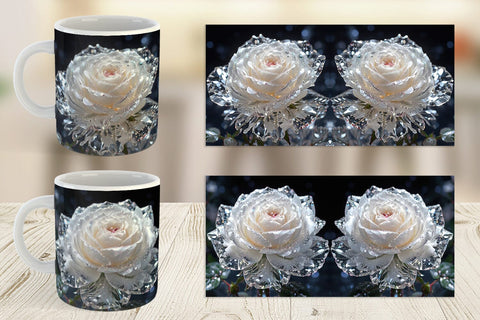 Mug Wrap Flower White Rose Glitter Sublimation artnoy 