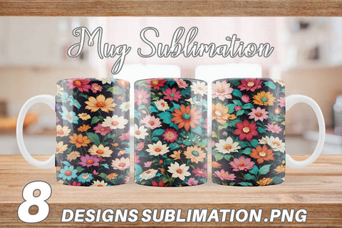 Mug Wrap Flowers Colorful Sublimation artnoy 