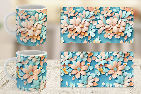 Mug Wrap Flowers Pastel Pattern Sublimation artnoy 
