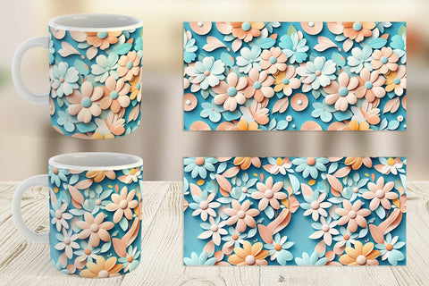 Mug Wrap Flowers Pastel Pattern Sublimation artnoy 