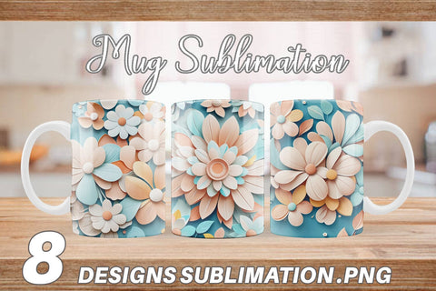 Mug Wrap Flowers Pastel Pattern Sublimation artnoy 
