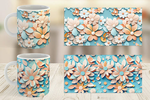 Mug Wrap Flowers Pastel Pattern Sublimation artnoy 