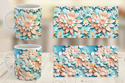 Mug Wrap Flowers Pastel Pattern Sublimation artnoy 