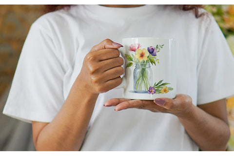 Mug Wrap Flowers With Glass Jar Sublimation artnoy 