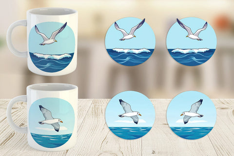 Mug Wrap Flying Seagull Sublimation artnoy 
