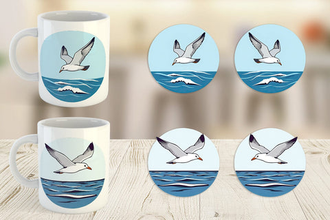 Mug Wrap Flying Seagull Sublimation artnoy 