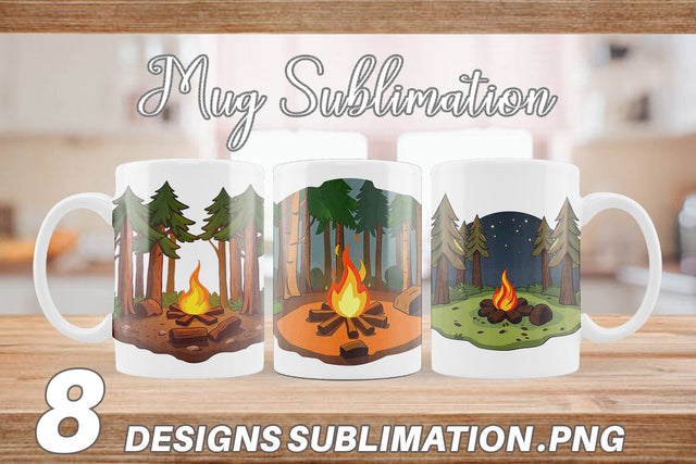 Mug Wrap Forest Campfire Sublimation artnoy 
