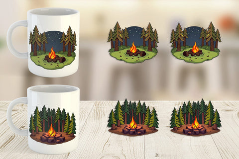 Mug Wrap Forest Campfire Sublimation artnoy 