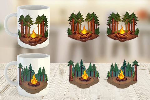 Mug Wrap Forest Campfire Sublimation artnoy 