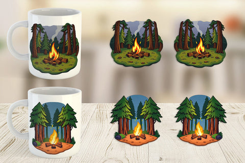 Mug Wrap Forest Campfire Sublimation artnoy 