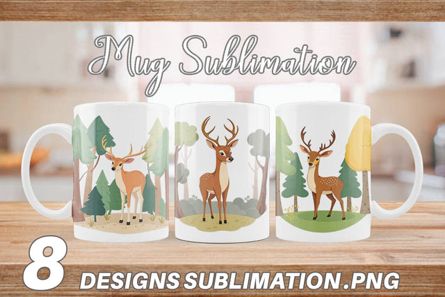 Mug Wrap Forest Deer Sublimation artnoy 