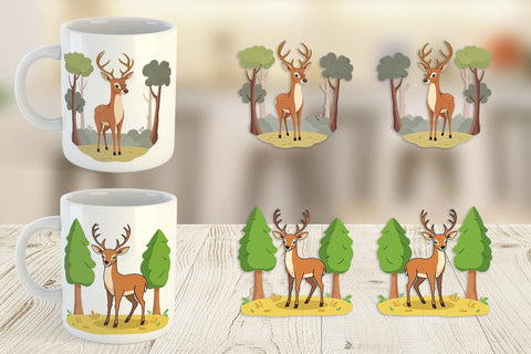 Mug Wrap Forest Deer Sublimation artnoy 