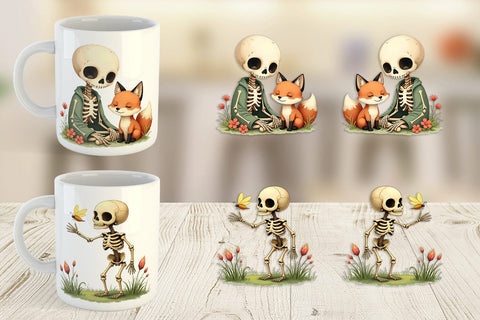 Mug Wrap Forest Familiar Skeletons Sublimation artnoy 