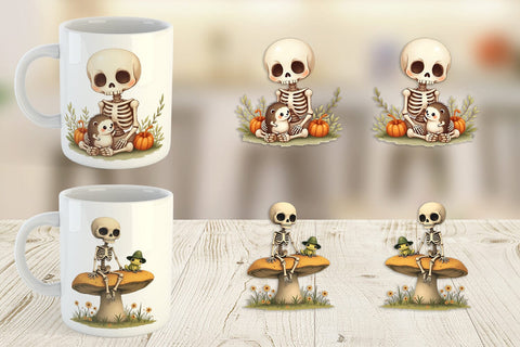 Mug Wrap Forest Familiar Skeletons Sublimation artnoy 
