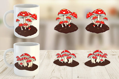 Mug Wrap Forest Mushrooms Sublimation artnoy 