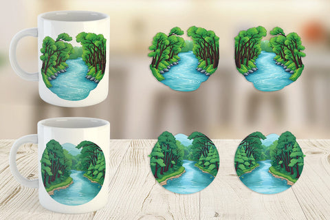 Mug Wrap Forest River Sublimation artnoy 