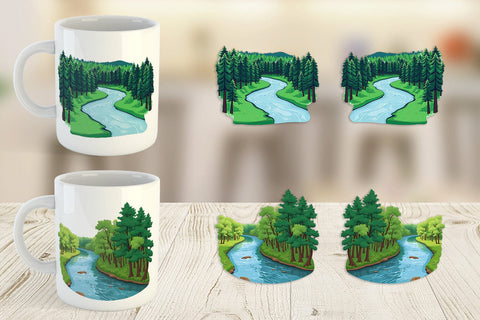 Mug Wrap Forest River Sublimation artnoy 