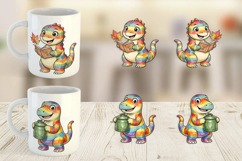Mug Wrap Forest Scout Dino Watercolor Sublimation artnoy 