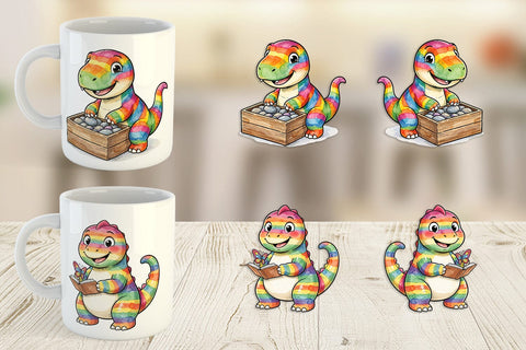 Mug Wrap Forest Scout Dino Watercolor Sublimation artnoy 