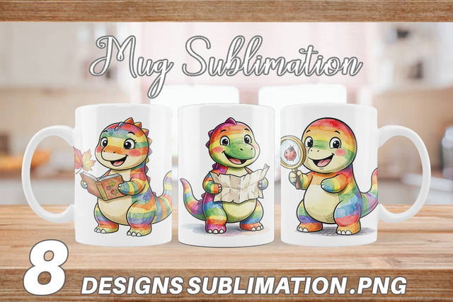 Mug Wrap Forest Scout Dino Watercolor Sublimation artnoy 