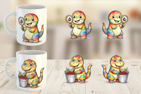 Mug Wrap Forest Scout Dino Watercolor Sublimation artnoy 