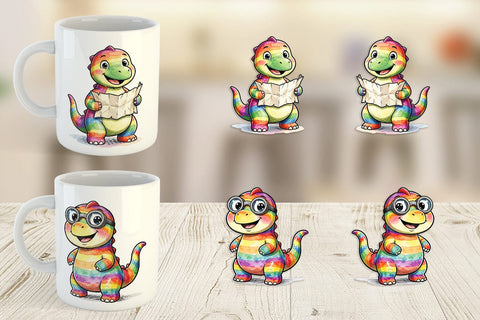 Mug Wrap Forest Scout Dino Watercolor Sublimation artnoy 