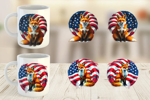 Mug Wrap Fox 4th of July Sublimation artnoy 