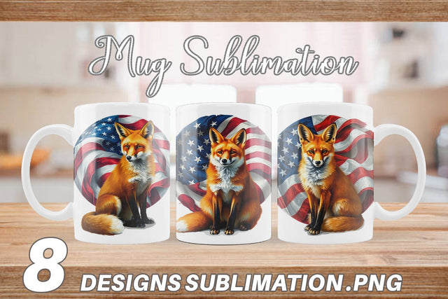 Mug Wrap Fox 4th of July Sublimation artnoy 