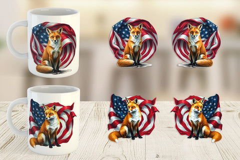 Mug Wrap Fox 4th of July Sublimation artnoy 