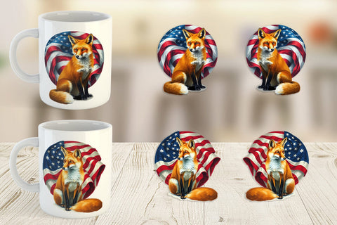 Mug Wrap Fox 4th of July Sublimation artnoy 